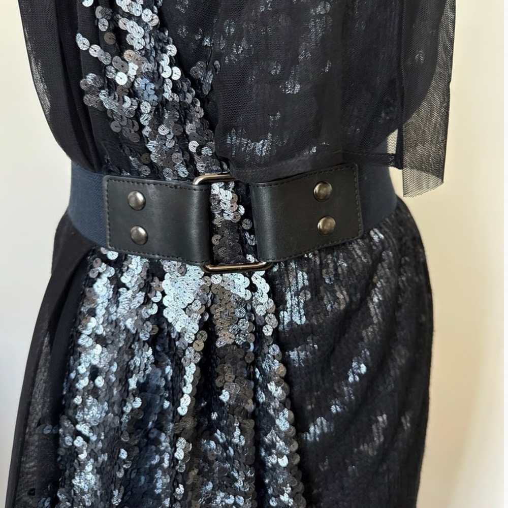 BCBGMaxAzria Black and Silver Sequin evening Dress EUC - Picture 7 of 11